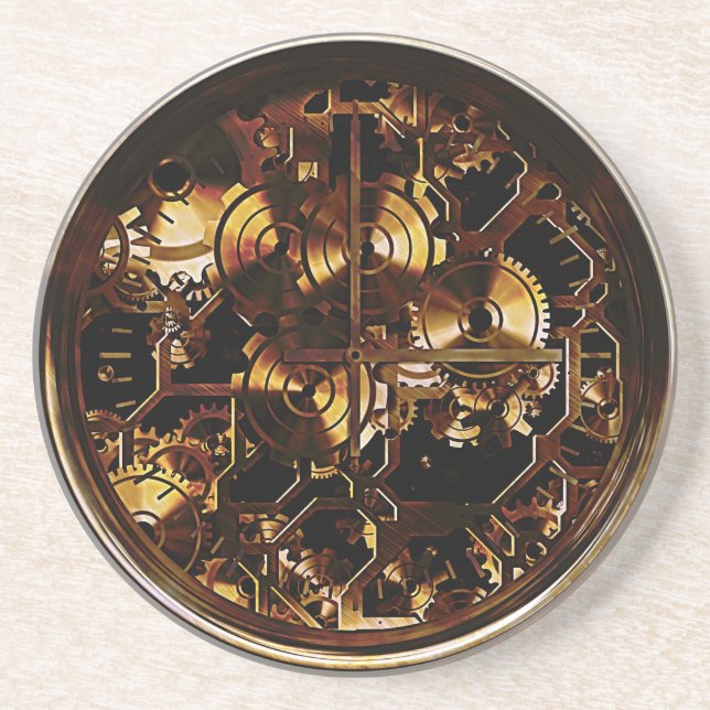 Steampunk Clock Gears Drink Coaster (Front)