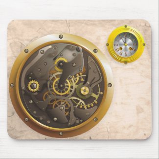 Steampunk clock mouse pad