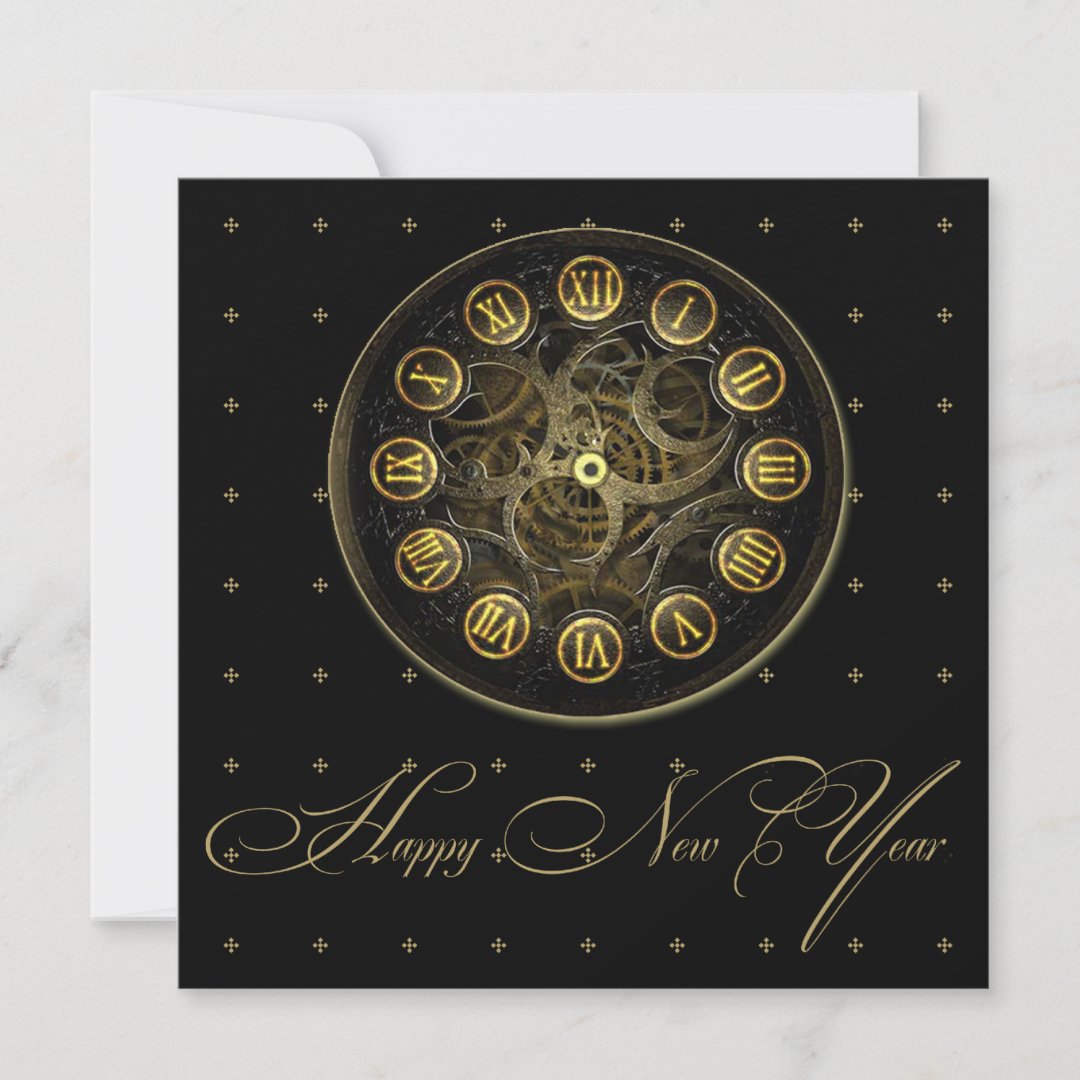 Steampunk Clock New Years Eve Party Invitation | Zazzle
