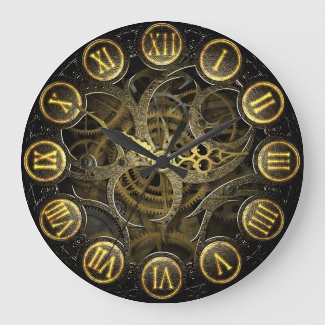 Steampunk clock old victorian gear style (Front)