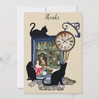 Steampunk-Clock shop in Old Amsterdam Thank You Card