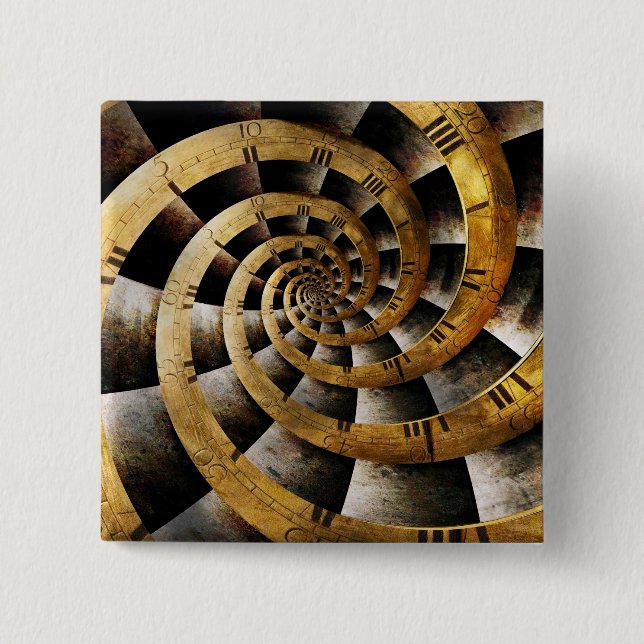 Steampunk - Clock - The flow of time Button (Front)