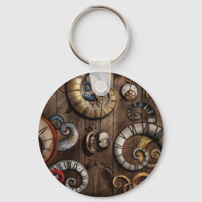 Steampunk - Clock - Time machine Keychain (Front)