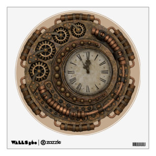 steampunk clock wall decal
