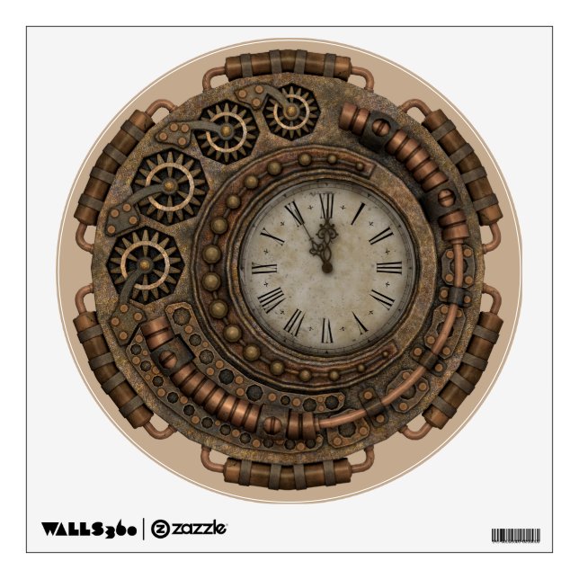 steampunk clock wall decal (Front)