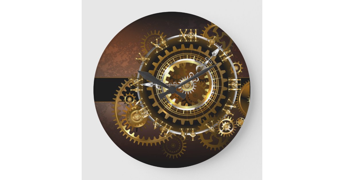 Steampunk clock with antique gears