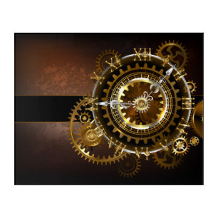 Steampunk clock with antique gears acrylic print