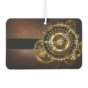 Steampunk clock with antique gears air freshener