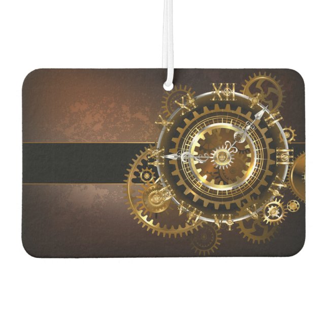 Steampunk clock with antique gears air freshener (Front)