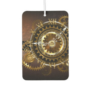 Steampunk clock with antique gears air freshener