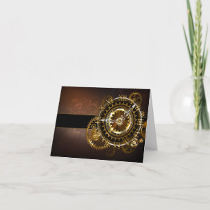 Steampunk clock with antique gears announcement