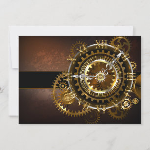 Steampunk clock with antique gears announcement