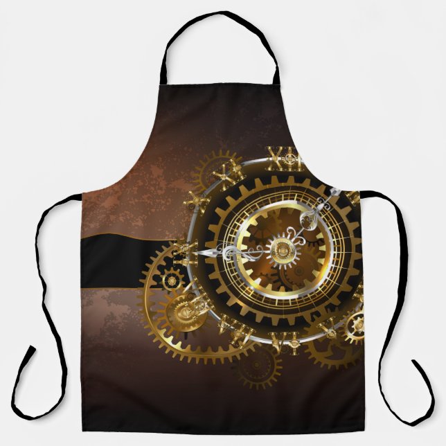 Steampunk clock with antique gears apron (Front)