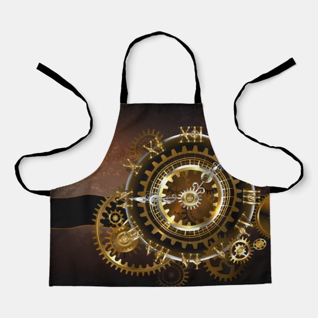 Steampunk clock with antique gears apron (Front)