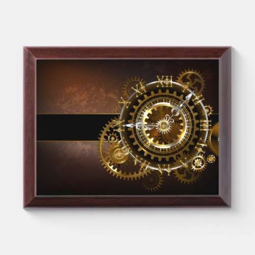 Steampunk clock with antique gears award plaque