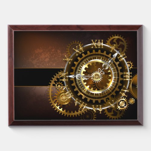 Steampunk clock with antique gears award plaque