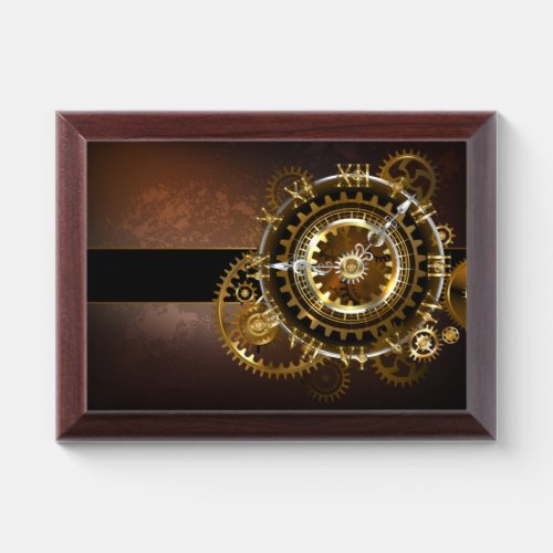 Steampunk clock with antique gears award plaque