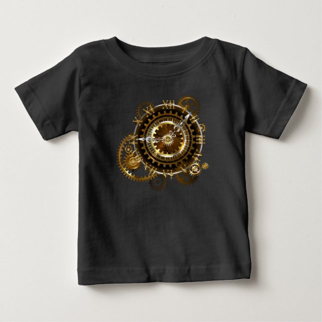 Steampunk clock with antique gears baby T-Shirt (Front)