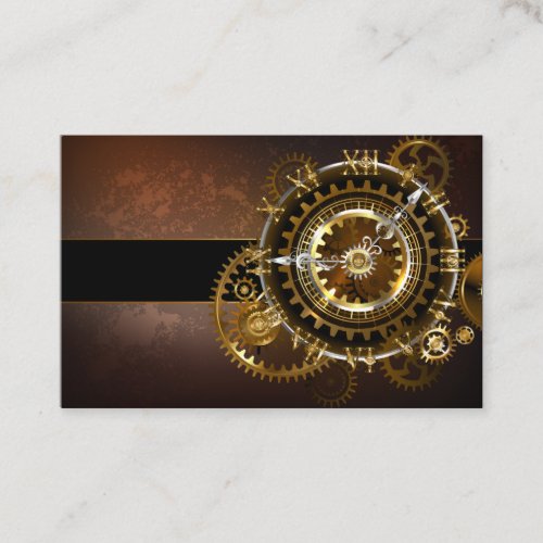 Steampunk clock with antique gears business card