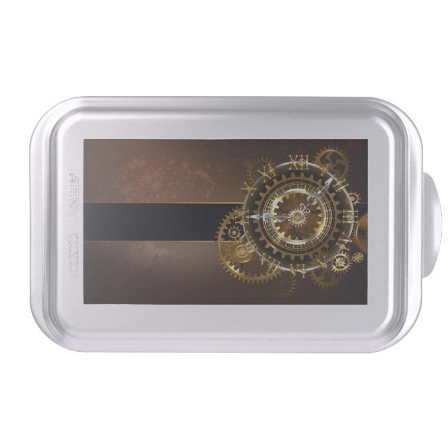 Steampunk clock with antique gears cake pan (Front)