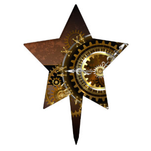 Steampunk clock with antique gears cake topper