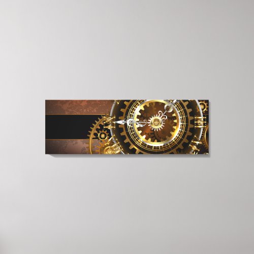 Steampunk clock with antique gears canvas print