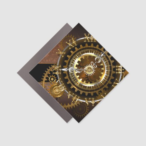 Steampunk clock with antique gears car magnet