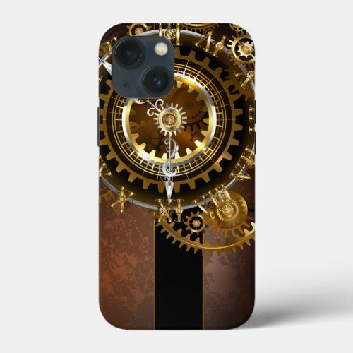 Steampunk clock with antique gears iPhone 13 mini case