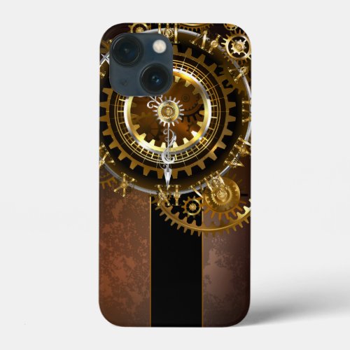 Steampunk clock with antique gears iPhone 13 mini case