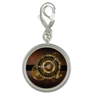 Steampunk clock with antique gears charm