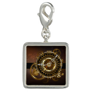 Steampunk clock with antique gears charm