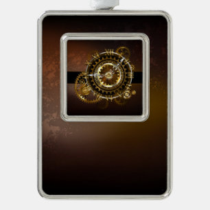 Steampunk clock with antique gears christmas ornament