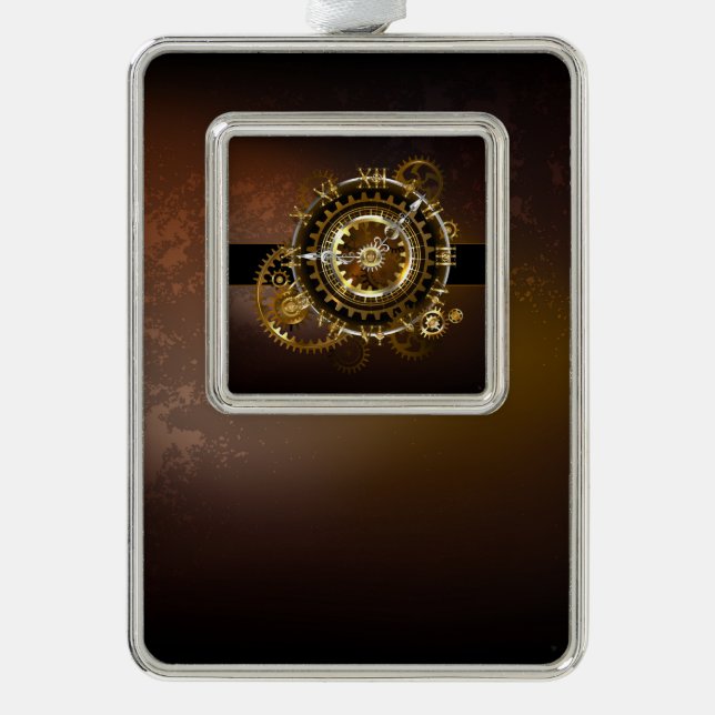Steampunk clock with antique gears christmas ornament (Front)
