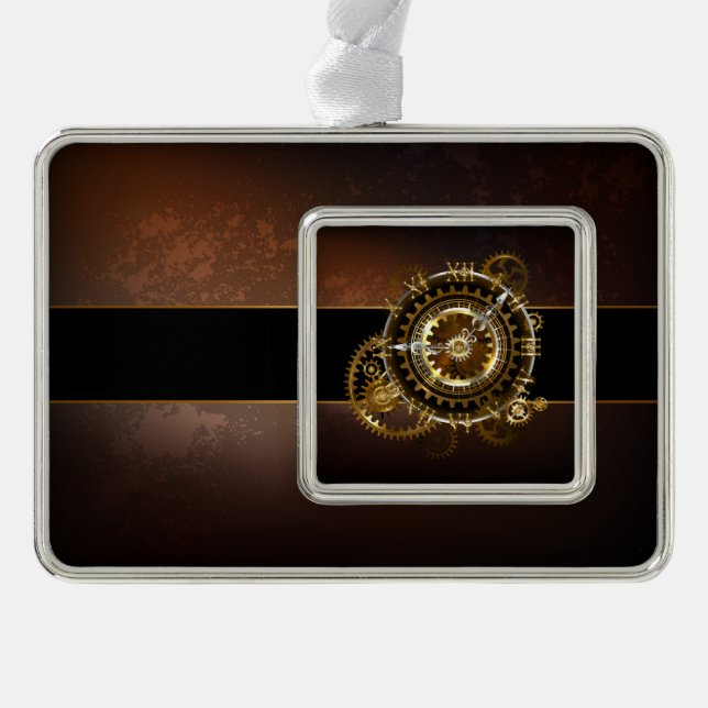 Steampunk clock with antique gears christmas ornament (Front)