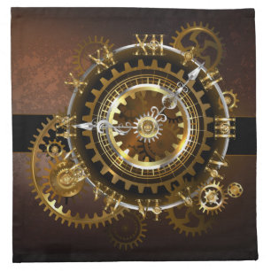 Steampunk clock with antique gears cloth napkin