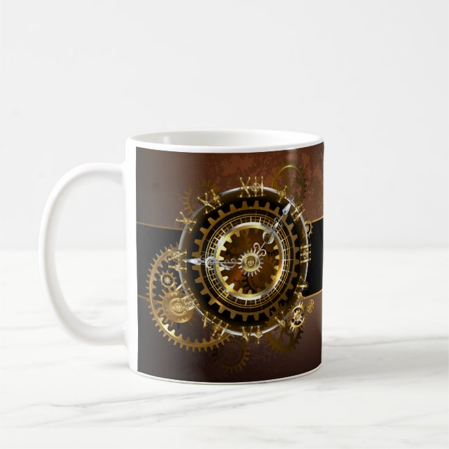 Steampunk clock with antique gears coffee mug (Left)