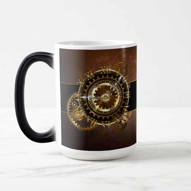 Steampunk clock with antique gears color morph mug  (Left)