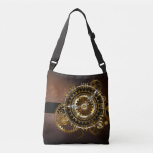 Steampunk clock with antique gears crossbody bag
