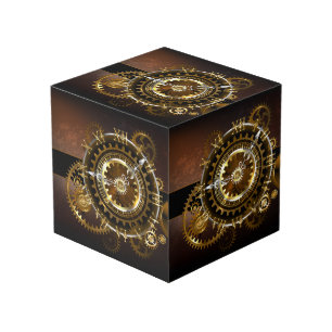 Steampunk clock with antique gears cube