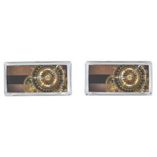Steampunk clock with antique gears cufflinks