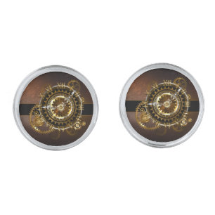Steampunk clock with antique gears cufflinks