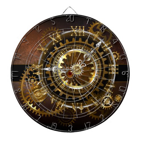 Steampunk clock with antique gears dart board