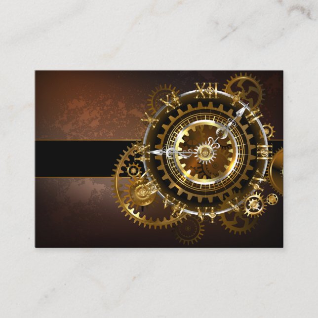Steampunk clock with antique gears discount card (Front)