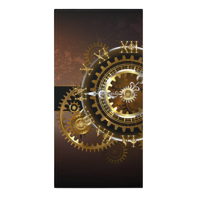 Steampunk clock with antique gears door sign (Classic Front Vert)