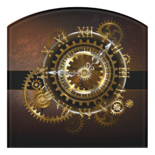 Steampunk clock with antique gears door sign