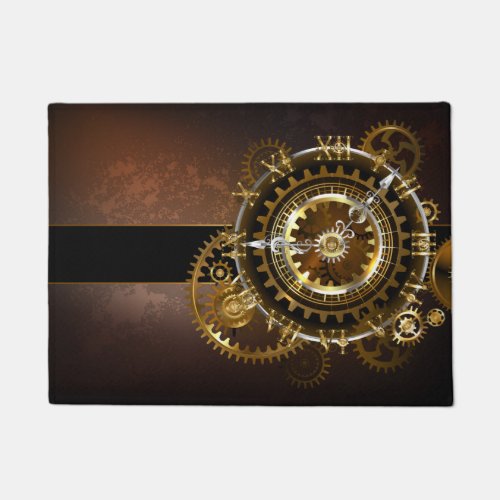 Steampunk clock with antique gears doormat