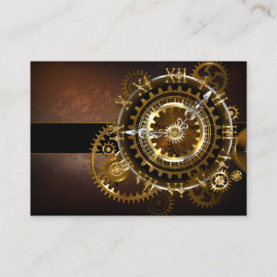 Steampunk clock with antique gears enclosure card