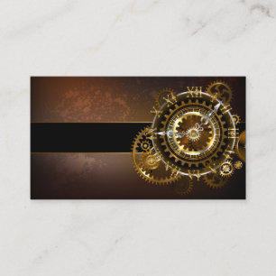 Steampunk clock with antique gears enclosure card