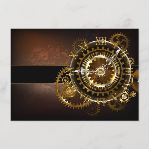 Steampunk clock with antique gears enclosure card