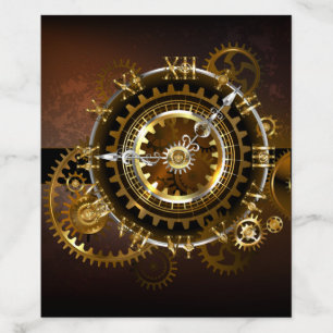 Steampunk clock with antique gears envelope liner